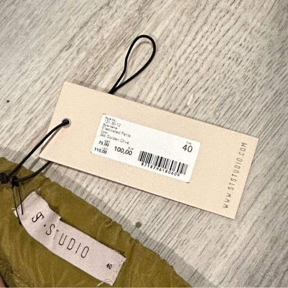 NWT Supertrash ST Studio Olive Green Pull On Elastic Waist Pants Size L EU 40 - Picture 5 of 9